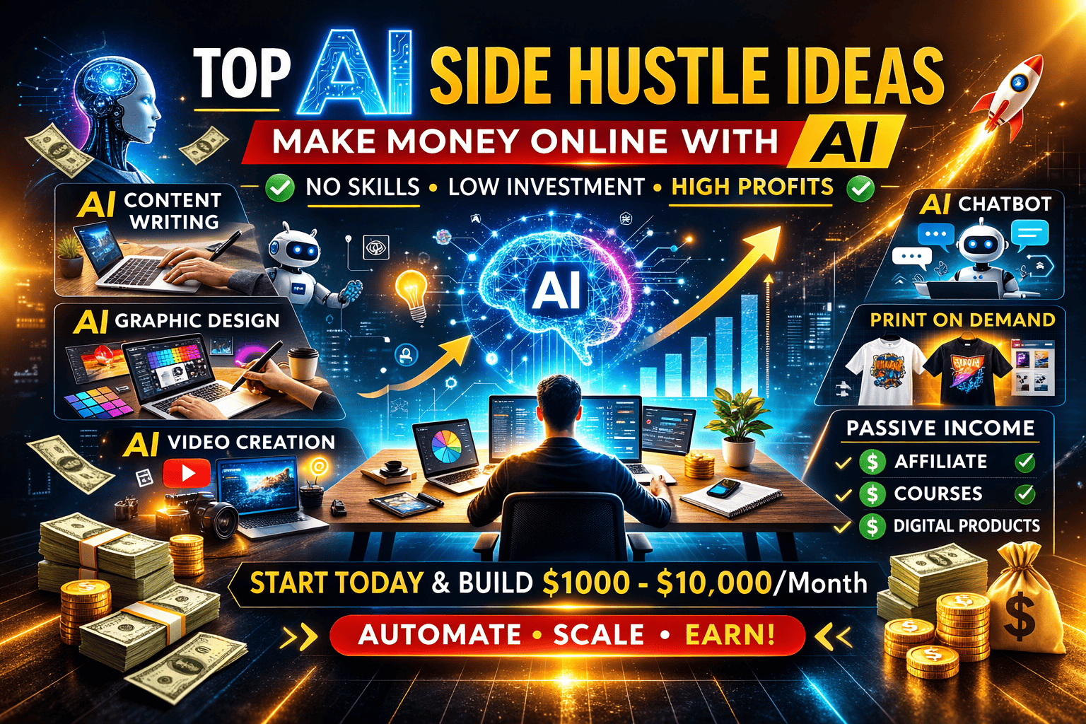 AI side hustle ideas: The Ultimate Guide to Building Profitable Income Streams