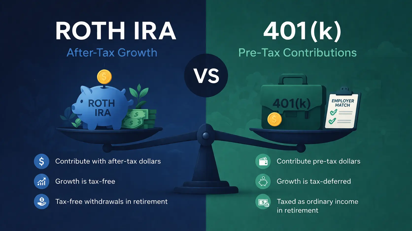 Roth IRA vs 401k  Difference : A Complete Guide Beginner Friendly
