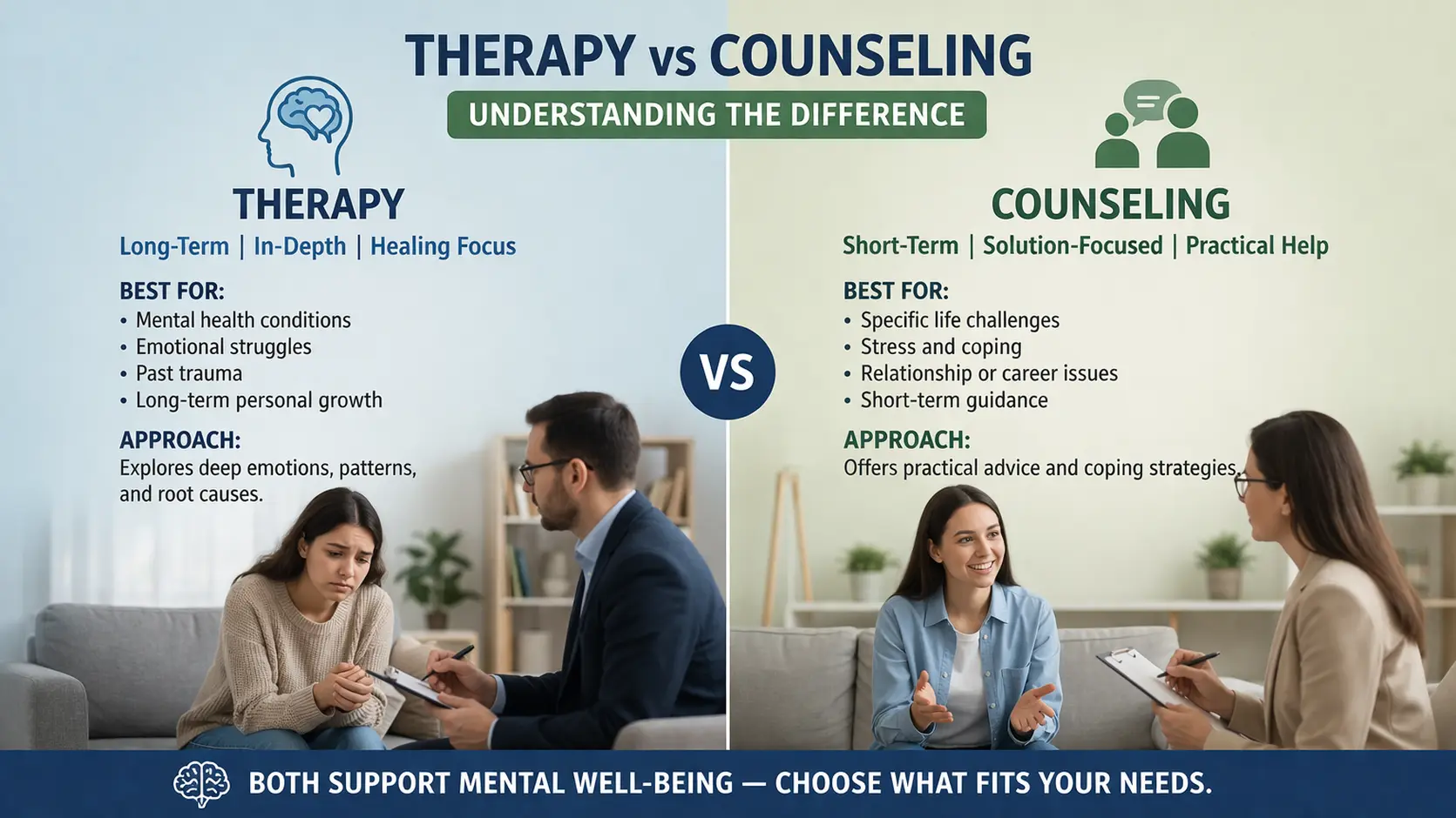 Therapy vs Counseling Difference